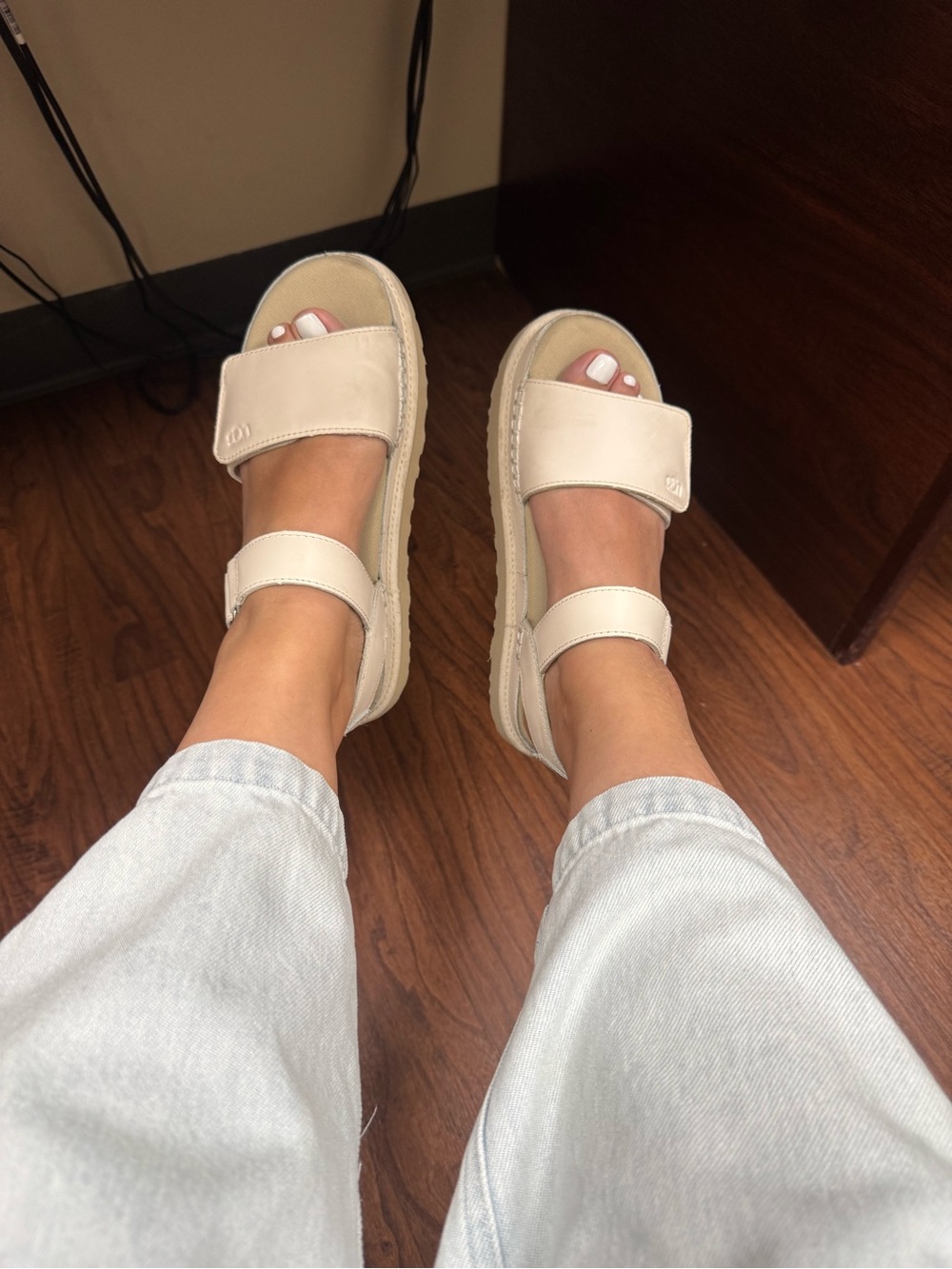 UGG Cream Platform Velcro Sandals